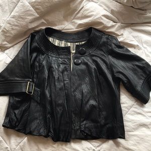 Mike and Chris stylish bubble hem leather jacket.